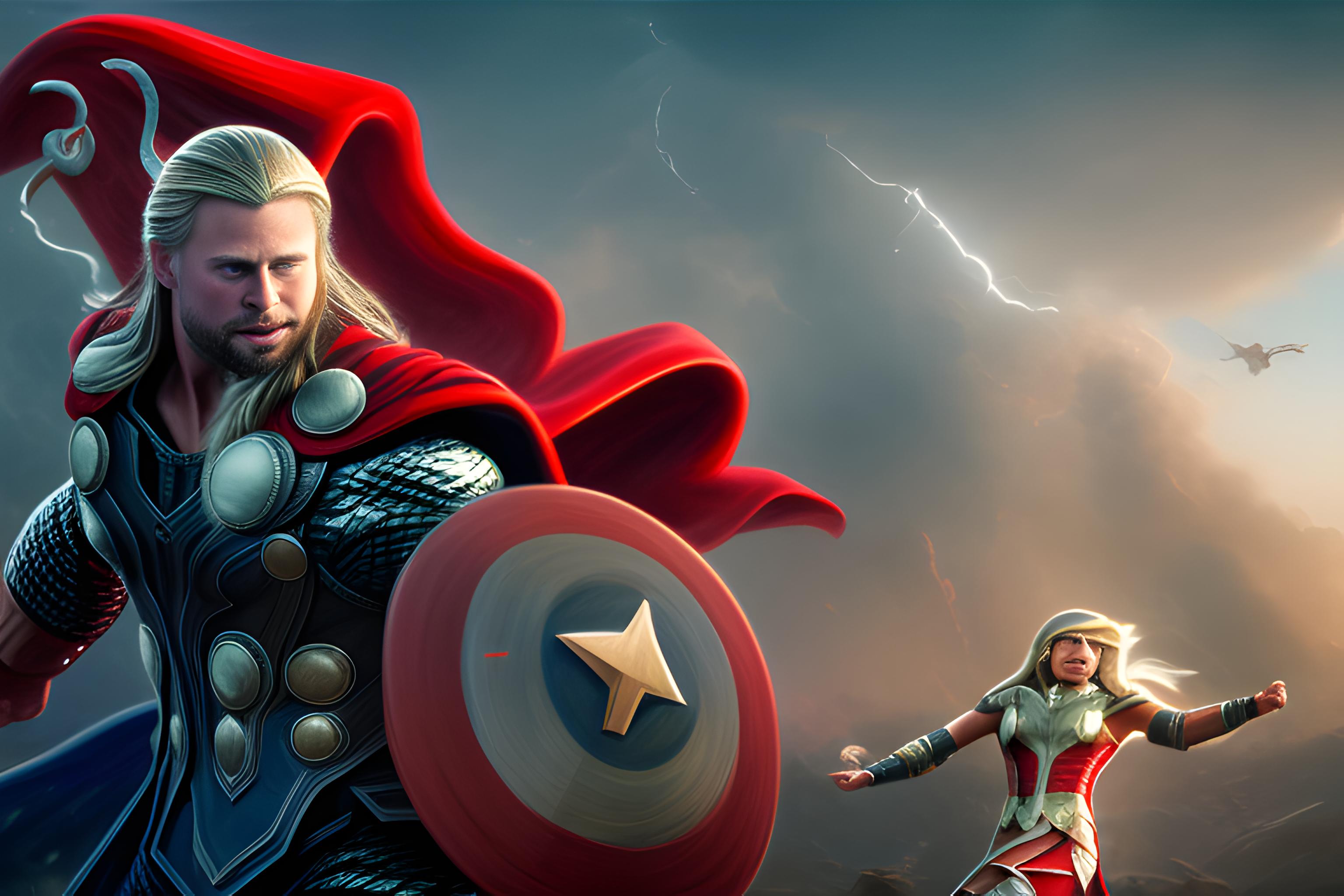 captan america fighting with thor | Wallpapers.ai